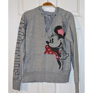 Disney Parks Hoodie Minnie Mouse 28‎ Gray Size M Comfy Pockets Pullover
